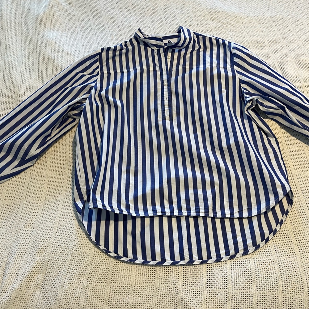 Royal blue and white striped women’s blouse